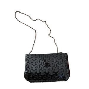 Emilio Pepe Shoulder Bag Shiny Glitter Geometric Pattern Chain Strap Black